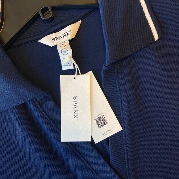 Spanx AirEssentials Pique Polo Midi Dress Medium M Timeless Navy NWT - Picture 5 of 12